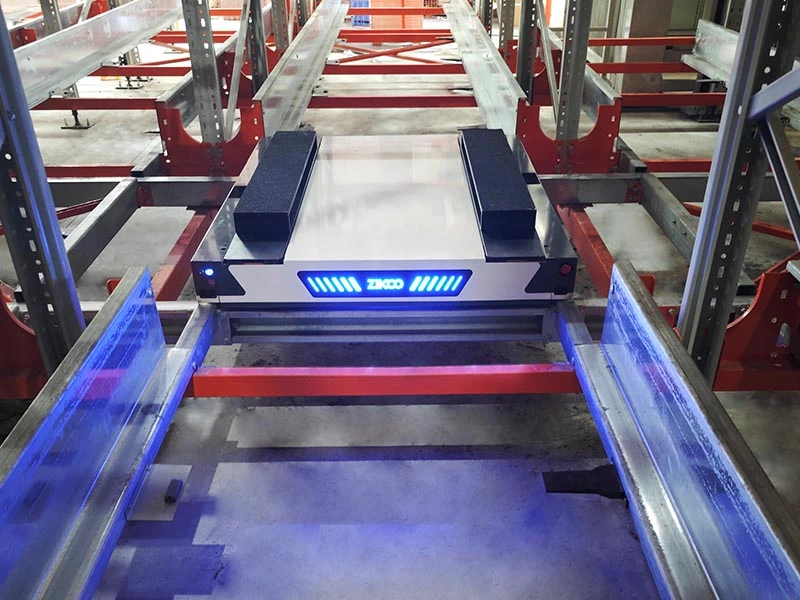 Zikoo Robotics four-way shuttle for dense storage and automated storage retrieval system in automatic 3D warehouse
