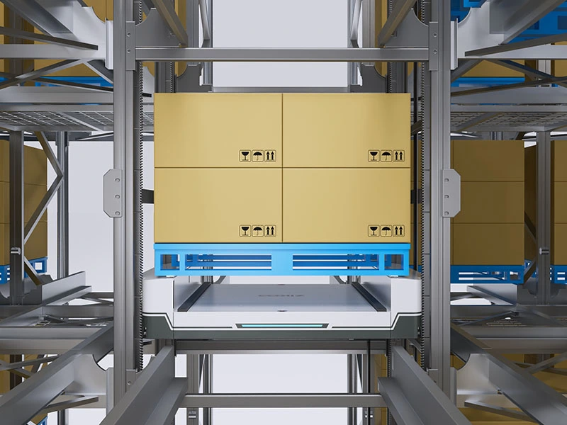 Four-Way Shuttle in Operation | Automated Pallet Handling for Fabric Rolls
