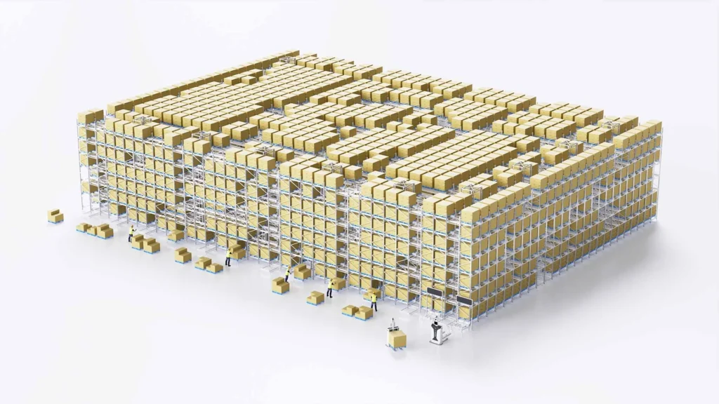 Automated storage and retrieval system for pallet handling