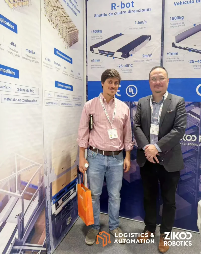 ZIKOO Robotics team introducing warehouse automation solutions to visitors