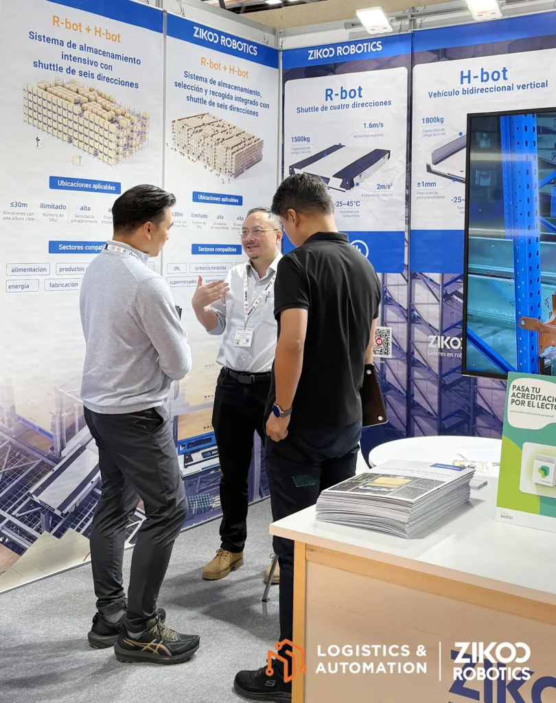 ZIKOO Robotics team introducing warehouse automation solutions to visitors