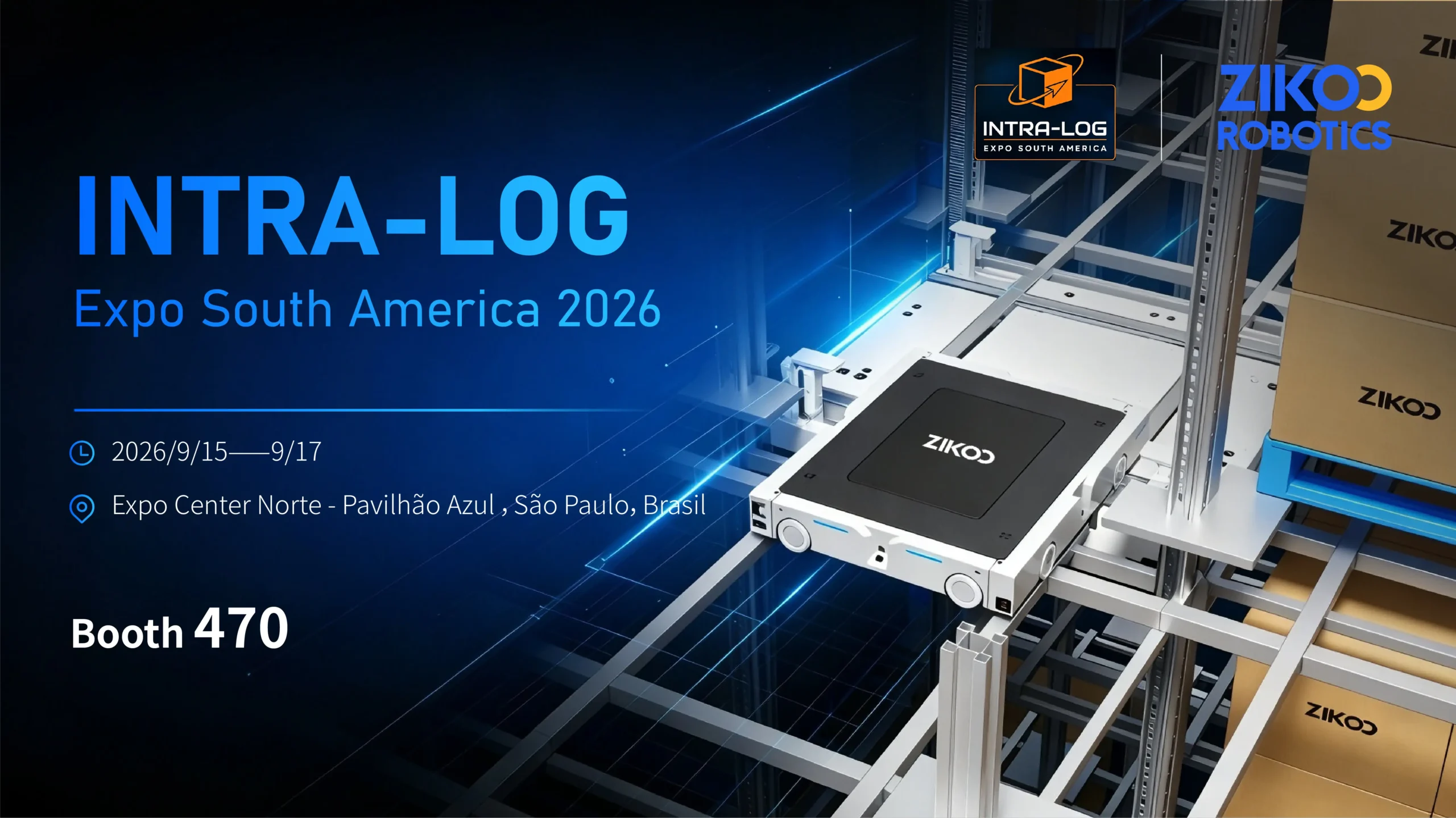 zikoo robotics showcasing warehouse automation solutions at intra log expo south america 2026