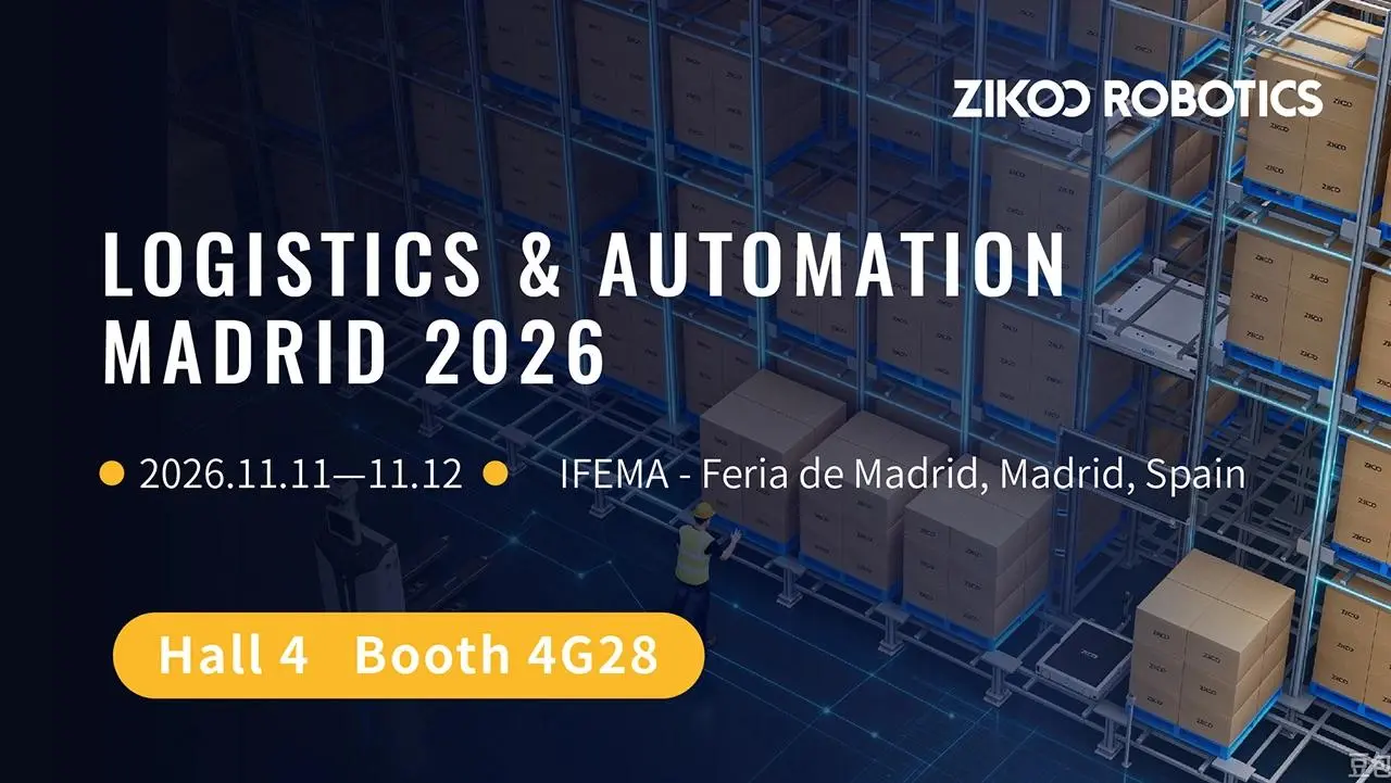 Zikoo Robotics at Logistics & Automation Madrid 2026, showcasing pallet storage robotics and intelligent warehouse automation solutions